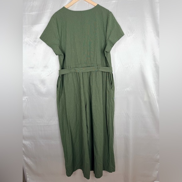 NWOT Ava & Viv Olive Green Utility Wide-Leg Belted Jumpsuit 1X - Picture 9 of 12